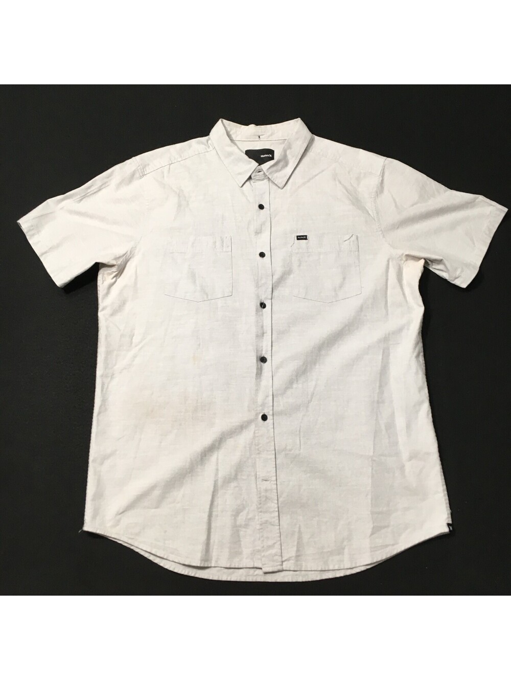 Hurley Shirt Mens XL Short Sleeve Button Up Blue Gray Casual Pocket Cotton